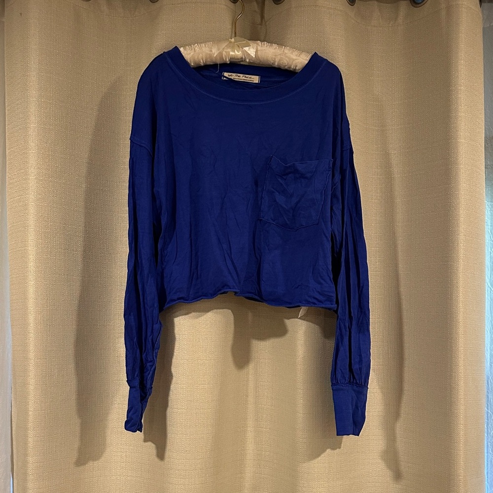 We the free cropped Blue Long Sleeve